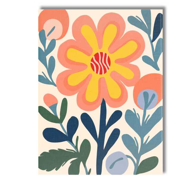 Abstract Floral Blossom With Yellow Petals & Textured Centre Canvas Wall Art Print Decor Picture Ready To Hang - image 1