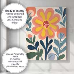 Abstract Floral Blossom With Yellow Petals & Textured Centre Canvas Wall Art Print Decor Picture Ready To Hang - thumbnail 3