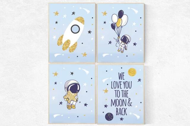 Space Nursery Decor Outer Wall Art Print - image 1