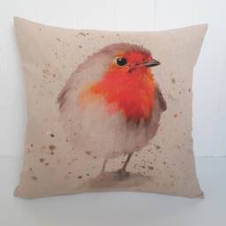 Snowman Cushion, Christmas Linen Look Pillow, With Zip Fastening - thumbnail 4