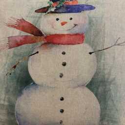 Snowman Cushion, Christmas Linen Look Pillow, With Zip Fastening - thumbnail 3