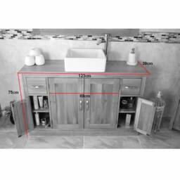 Bathroom Vanity Unit Grey Painted Cabinet Furniture Wash Stand & Marble Stone Basin 402Gsbcx1 - thumbnail 4