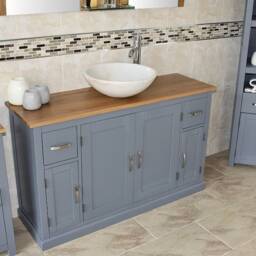 Bathroom Vanity Unit Grey Painted Cabinet Furniture Wash Stand & Marble Stone Basin 402Gsbcx1 - thumbnail 3