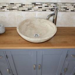 Bathroom Vanity Unit Grey Painted Cabinet Furniture Wash Stand & Marble Stone Basin 402Gsbcx1 - thumbnail 2