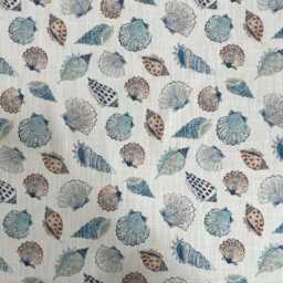 Handmade Seashell Fabric Lamp, Coastal Nautical Night Light - thumbnail 2