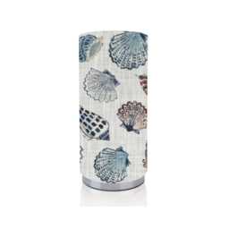 Handmade Seashell Fabric Lamp, Coastal Nautical Night Light - thumbnail 1