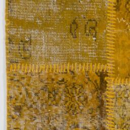 5' X 8' Yellow Handmade Turkish Patchwork Rug - thumbnail 4