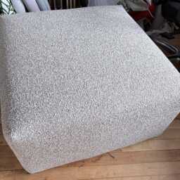 Bloc Stool - Large Square Footstool With Solid Oak Plinth Base Upholstered in Boucle Fabric - thumbnail 3