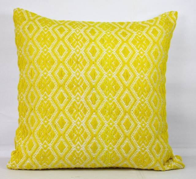 Mustard Yellow Jacquard Pillow Cover Cotton Throw - image 1