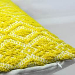 Mustard Yellow Jacquard Pillow Cover Cotton Throw - thumbnail 3