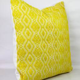 Mustard Yellow Jacquard Pillow Cover Cotton Throw - thumbnail 4