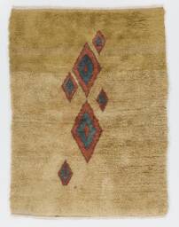 Taupe Berber Rug Handmade Moroccan Wool Rug With Diamond Design - thumbnail 1
