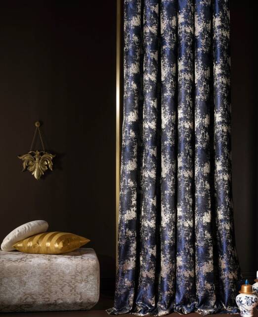 Luxury Navy Blue Turkish Curtains Modern Home Drape - image 1