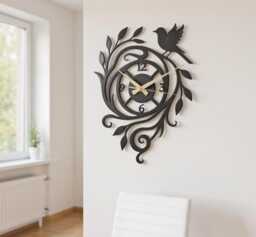 Bird Wall Clock Metal Art Nature Home Decor Tree Branch Sign Mothers Day Gift For Mom Gardener Kitchen Silent Mechanism