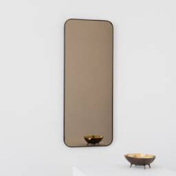 Quadris??? Rectangular Bronze Tinted Modern Mirror With Patina Frame, Customisable - thumbnail 2