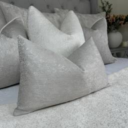 "Grey Lumbar Pillow Cover, Luxury Designer Cushion Modern Bed Scatter Rectangle Size 12"" X 20"