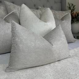 "Grey Lumbar Pillow Cover, Luxury Designer Cushion Modern Bed Scatter Rectangle Size 12"" X 20" - thumbnail 4