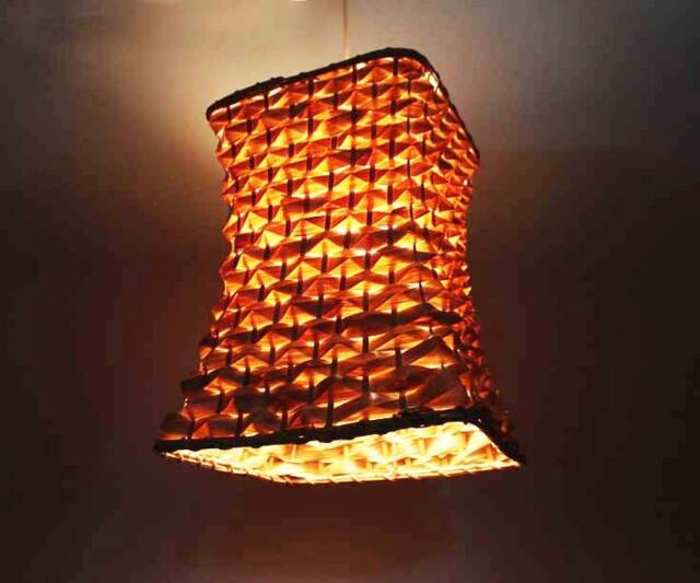 "Handwoven Bamboo Pendant Lamp Modern Boho Lighting - W11.8""xh13.7" - image 1