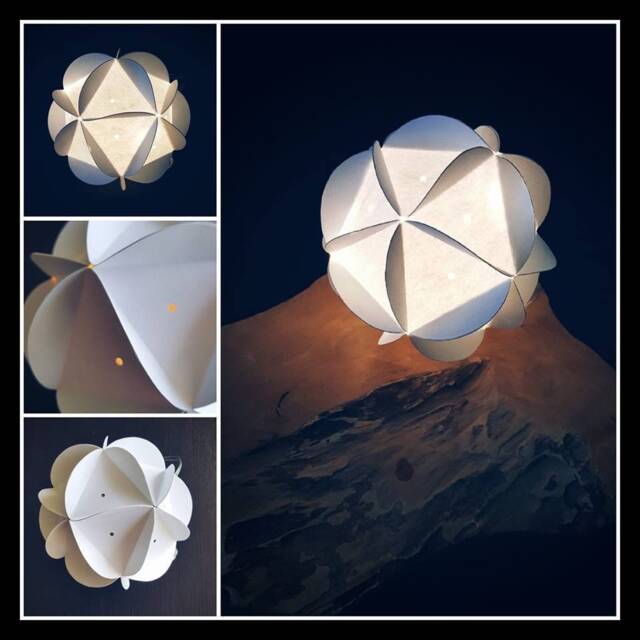 Geometric Ball Lamp Made Of Thick White Paper Handmade, Led, Unique Creation, Customizable - image 1