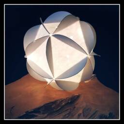 Geometric Ball Lamp Made Of Thick White Paper Handmade, Led, Unique Creation, Customizable - thumbnail 3