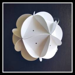 Geometric Ball Lamp Made Of Thick White Paper Handmade, Led, Unique Creation, Customizable - thumbnail 4