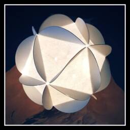 Geometric Ball Lamp Made Of Thick White Paper Handmade, Led, Unique Creation, Customizable - thumbnail 2