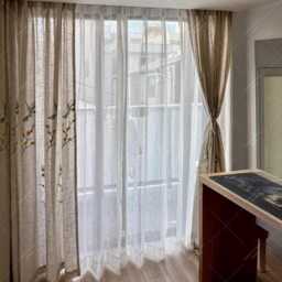 Floral & Bird Embroidered Curtains, Farmhouse Semi-Blackout Linen Living Room Elegant Privacy Dropes - thumbnail 3
