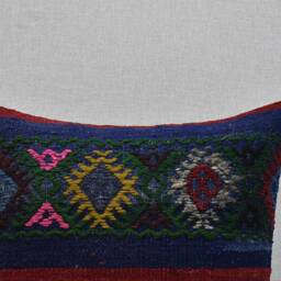 "Turkish Kilim Pillow Cover Handwoven Wool Home Decor - 15"" X 15.4" - thumbnail 2