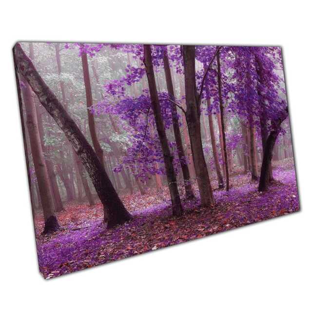 Enchanting Purple Fairy-Tale Forest Canvas Print Misty Woodland Wall Art For Home & Office Decor - image 1
