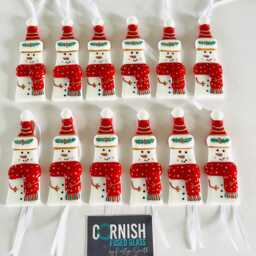 Fused Glass Snowman Christmas Tree Box Set Decorations, Snowman Decoration, Cornish Glass, Fused Glass Cornwall - thumbnail 3