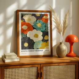 Kyoto Forest Reserve Art Print - Yayoi Kusama Inspired Japanese Floral Poster, Bold Japandi Wall For Living Room, Bedroom, Offices - thumbnail 3