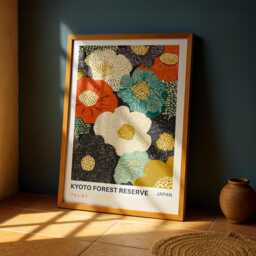 Kyoto Forest Reserve Art Print - Yayoi Kusama Inspired Japanese Floral Poster, Bold Japandi Wall For Living Room, Bedroom, Offices - thumbnail 1