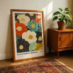 Kyoto Forest Reserve Art Print - Yayoi Kusama Inspired Japanese Floral Poster, Bold Japandi Wall For Living Room, Bedroom, Offices - thumbnail 2
