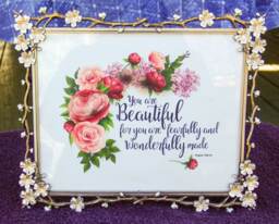 "Scripture Wall Art - Floral Pink Roses 8x10 " - thumbnail 1