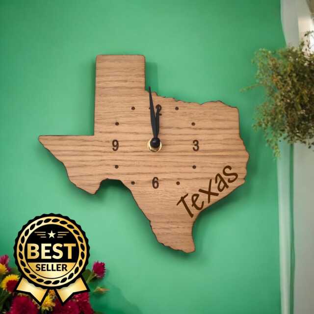 Custom Wooden Country Map Clock Silent Sweep, Oak Finish - image 1