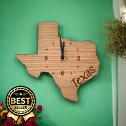 Custom Wooden Country Map Clock Silent Sweep, Oak Finish - thumbnail 1