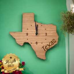 Custom Wooden Country Map Clock Silent Sweep, Oak Finish - thumbnail 2