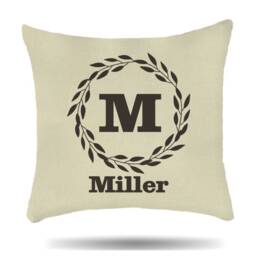 Personalised Initial Family Linen Cushion Cover Floral Any Name Printed Gifts For Wedding, Engagement, Couples Anniversary, Husband & Wife - thumbnail 3