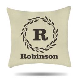 Personalised Initial Family Linen Cushion Cover Floral Any Name Printed Gifts For Wedding, Engagement, Couples Anniversary, Husband & Wife - thumbnail 1