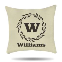 Personalised Initial Family Linen Cushion Cover Floral Any Name Printed Gifts For Wedding, Engagement, Couples Anniversary, Husband & Wife - thumbnail 2