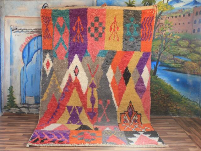 Colorful Moroccan Rug, Custom Fabulous Boujad Abstract Multicolored Carpet, Handmade Bohemian Rug - image 1