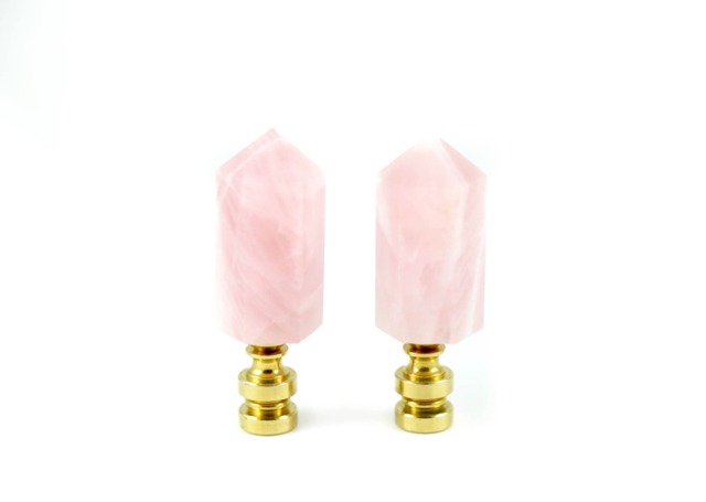Rose Quartz Lamp Finials - Romantic Bedroom Decor Pink Crystal Toppers Natural - image 1