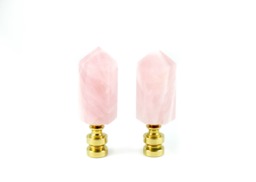 Rose Quartz Lamp Finials - Romantic Bedroom Decor Pink Crystal Toppers Natural - thumbnail 1