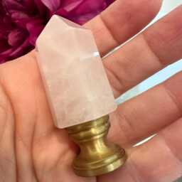 Rose Quartz Lamp Finials - Romantic Bedroom Decor Pink Crystal Toppers Natural - thumbnail 3