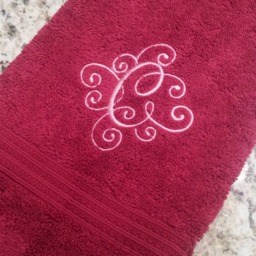 Monogrammed Hand Towel Fancy Initial Decorative Bathroom Towel - thumbnail 4