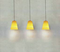 3 Porcelain Pendant Lights Handmade Carved Cone Lighting Fixture