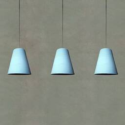 3 Porcelain Pendant Lights Handmade Carved Cone Lighting Fixture - thumbnail 4