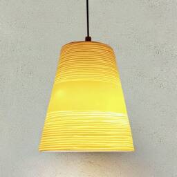 3 Porcelain Pendant Lights Handmade Carved Cone Lighting Fixture - thumbnail 3
