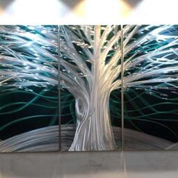 Abstract Metal Tree Sculpture, Modern 3D Wall Art - thumbnail 2