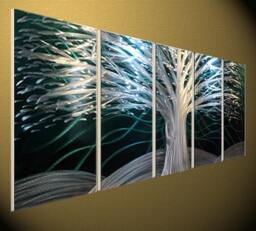 Abstract Metal Tree Sculpture, Modern 3D Wall Art